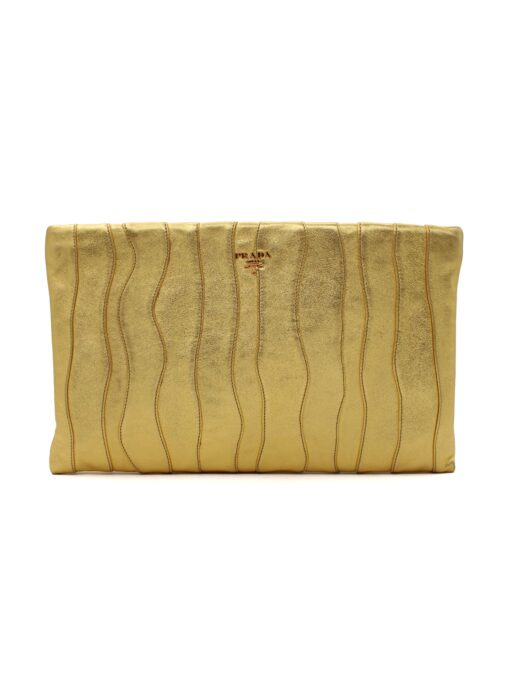 Privato: Pochette Clutch Prada in Pelle Metallizzata Oro