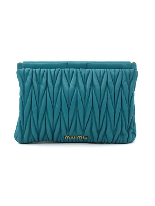 Privato: Pochette Miu Miu in Pelle Matelassé Turchese