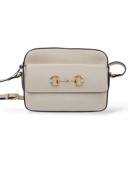 Privato: Tracolla Gucci Horsebit 1955 in Pelle Bianca