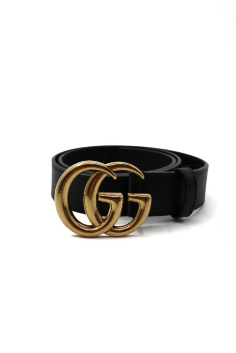 Cintura Gucci GG Marmont In Pelle Nera